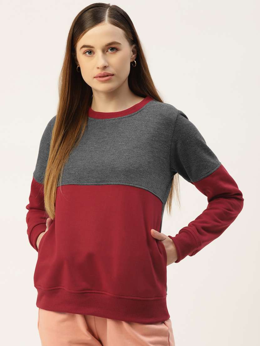 round neck color block sweatshirt - 18267800 -  Zoom Image - 0