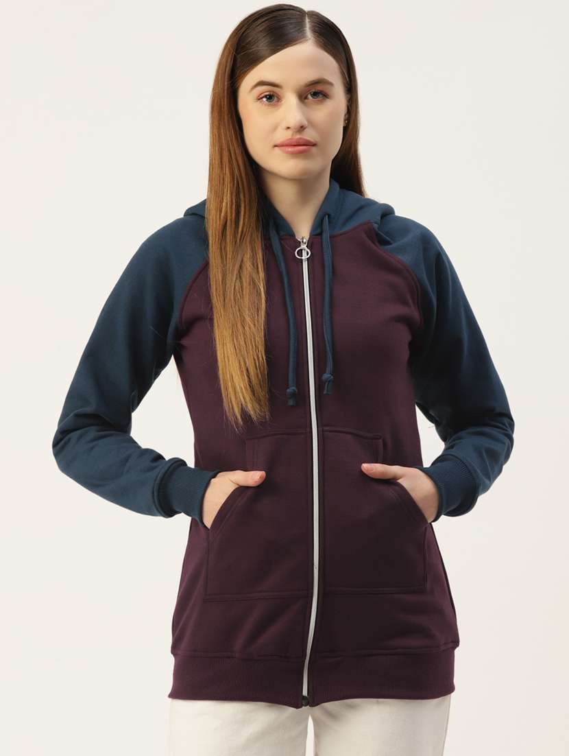 hooded neck color block sweatshirt - 18267824 -  Zoom Image - 0