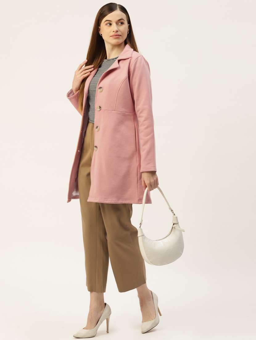 lapel neck solid regular coat - 18267884 - Standard Image - 3
