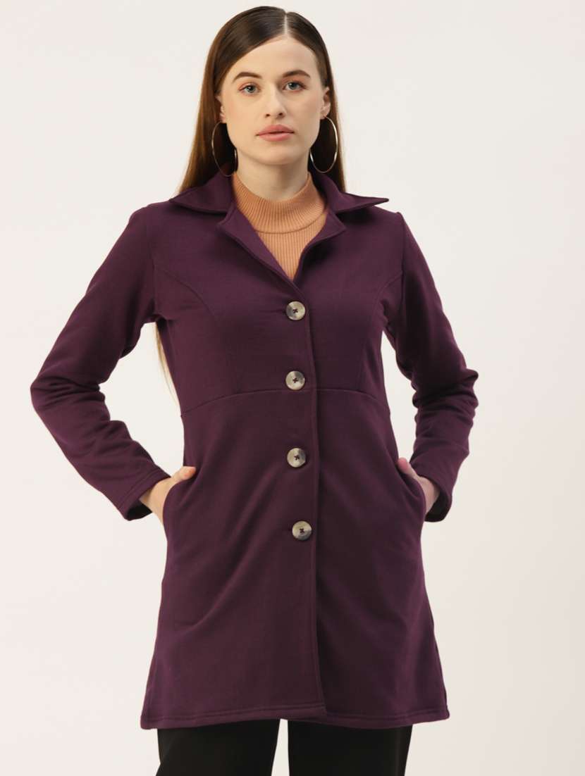 lapel neck solid regular coat - 18267896 - Zoom Image - 0