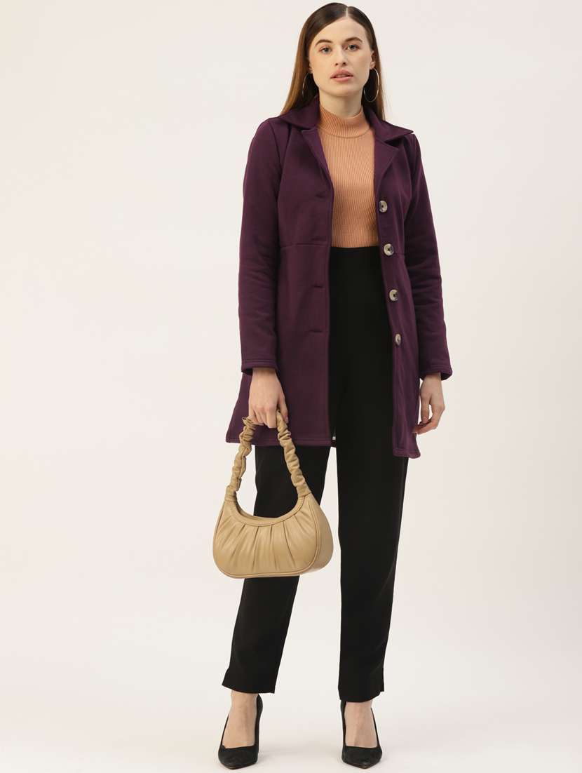 lapel neck solid regular coat - 18267896 - Standard Image - 3