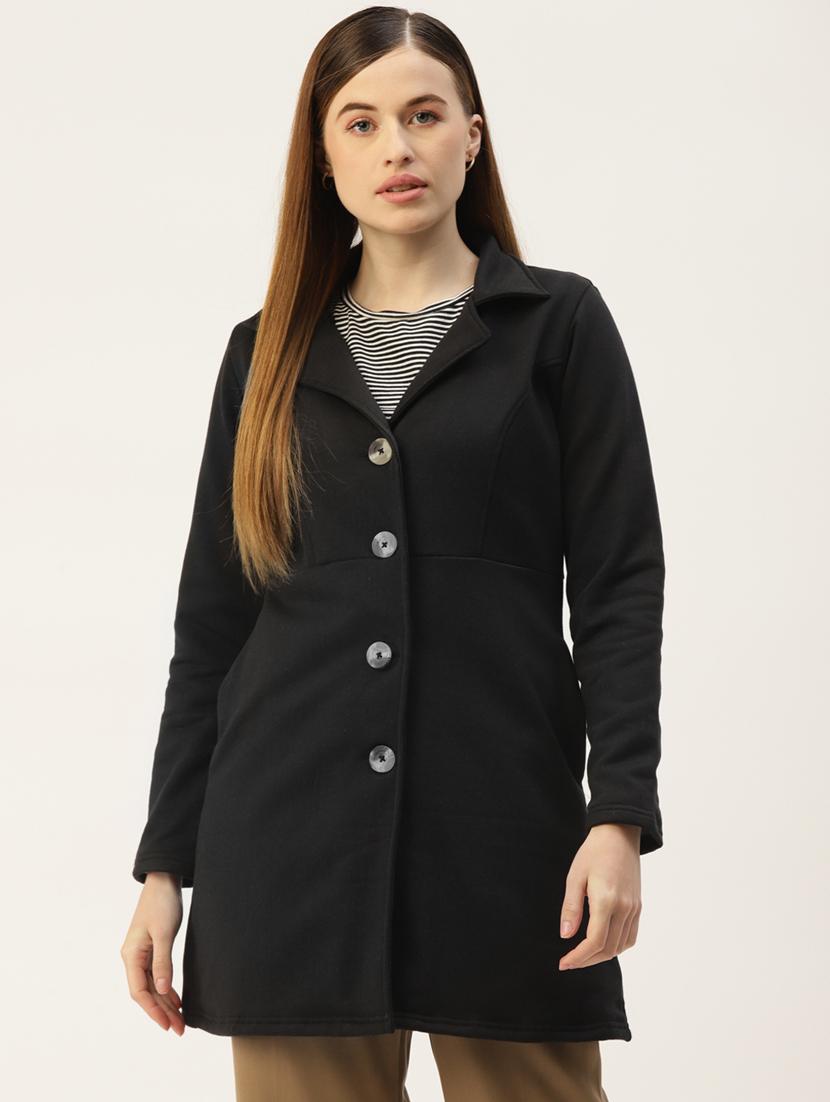 lapel neck solid regular coat - 18267902 - Zoom Image - 0