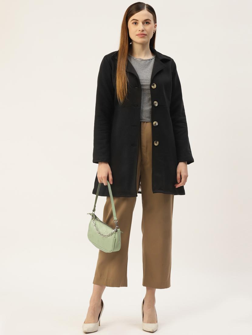 lapel neck solid regular coat - 18267902 - Standard Image - 3