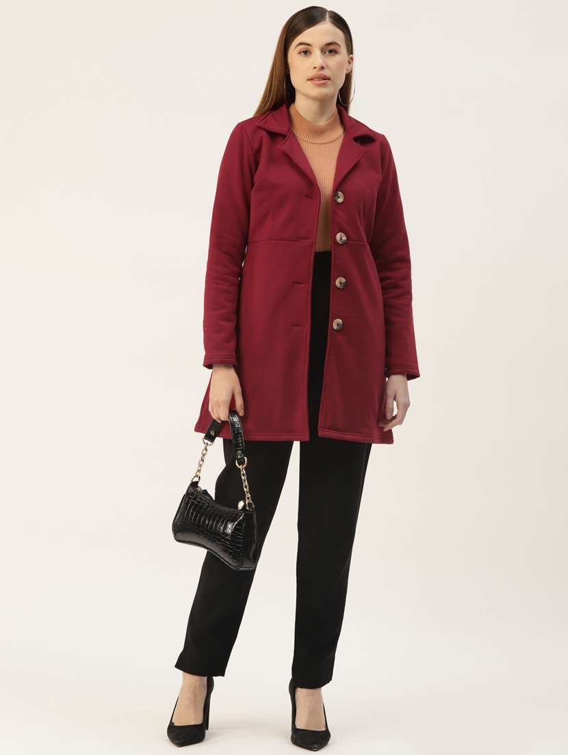 lapel neck solid regular coat - 18267908 - Standard Image - 3