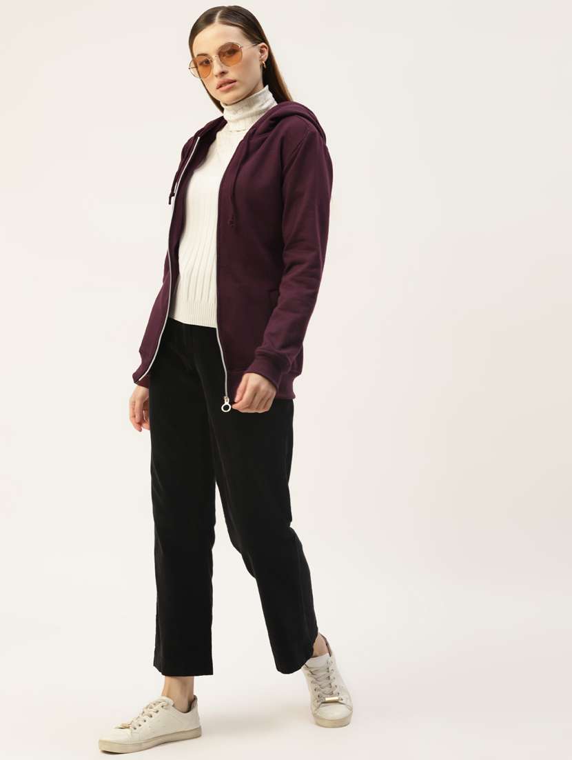 long sleeve solid hooded jacket - 18267932 -  Standard Image - 3