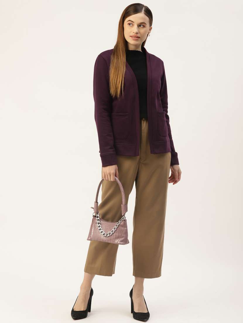 long sleeve solid cardigan - 18267968 - Standard Image - 3