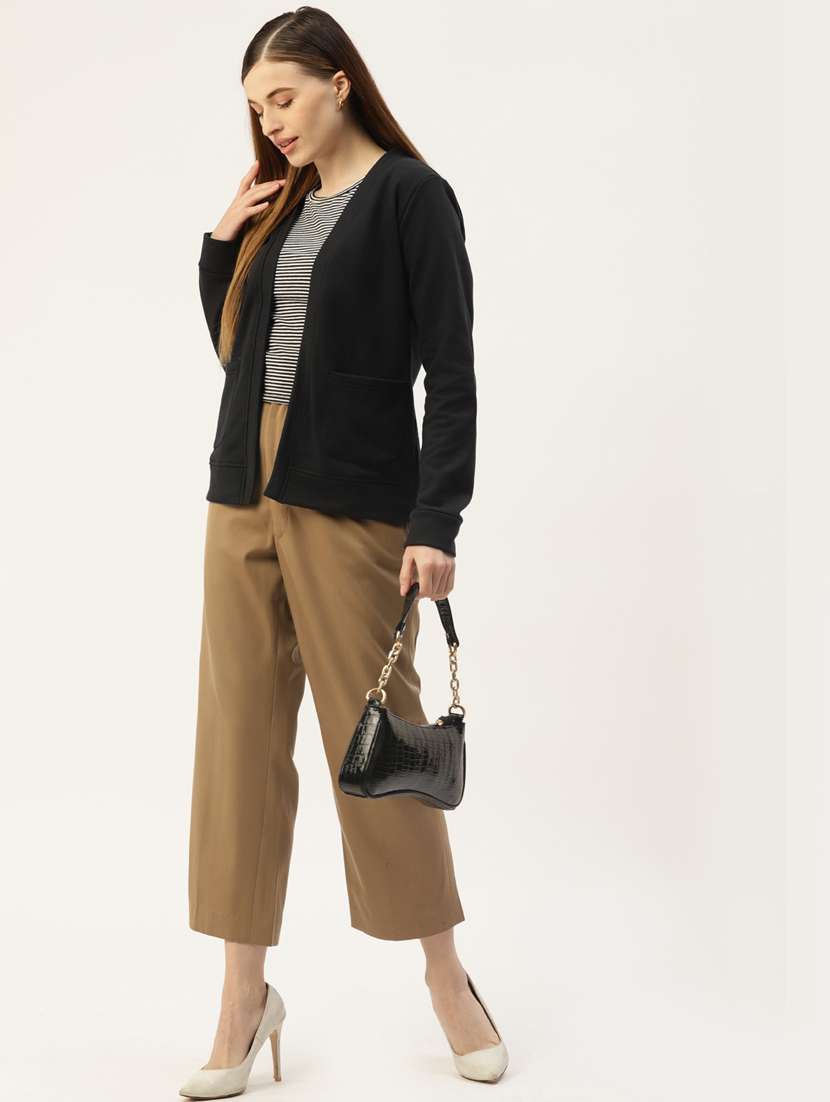 long sleeve solid cardigan - 18267974 -  Standard Image - 3