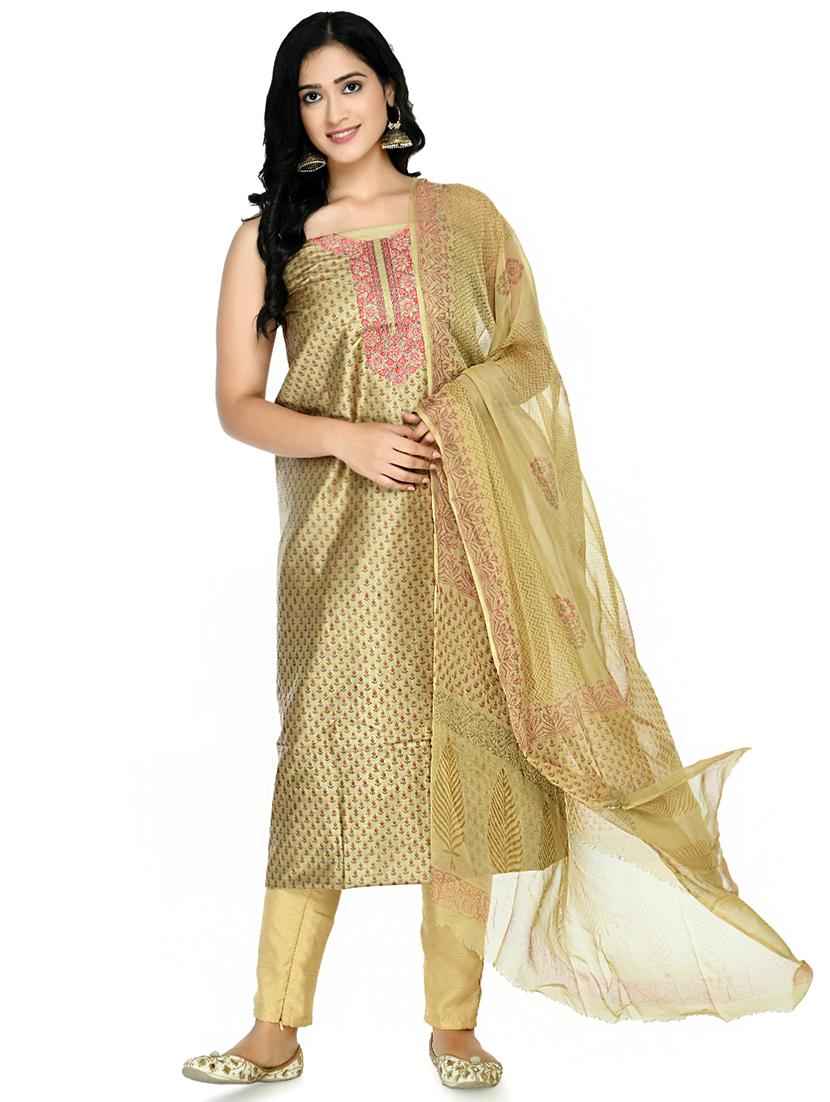 green churidaar suits unstitched suit - 18269374 - Zoom Image - 0
