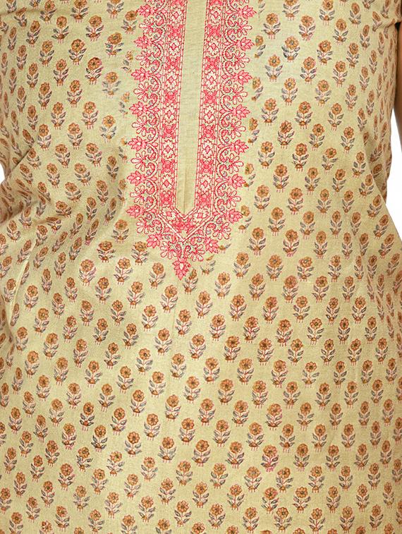 beige cotton blend unstitched suit - 18269377 - Standard Image - 3