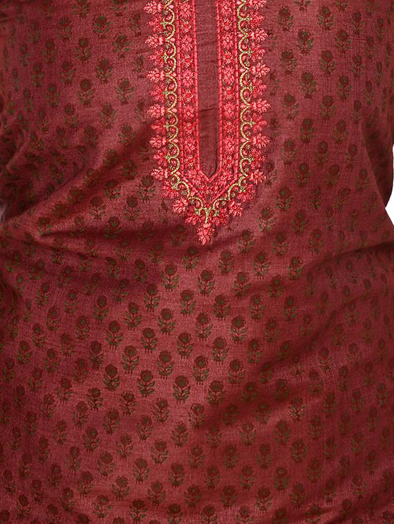red cotton blend unstitched suit - 18269379 - Standard Image - 3