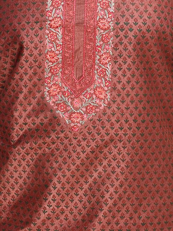 red cotton blend unstitched suit - 18269382 - Standard Image - 3