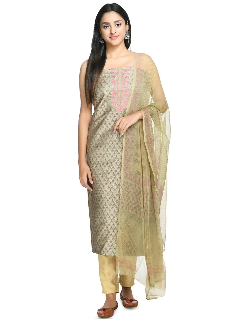 green churidaar suits unstitched suit - 18269386 -  Zoom Image - 0