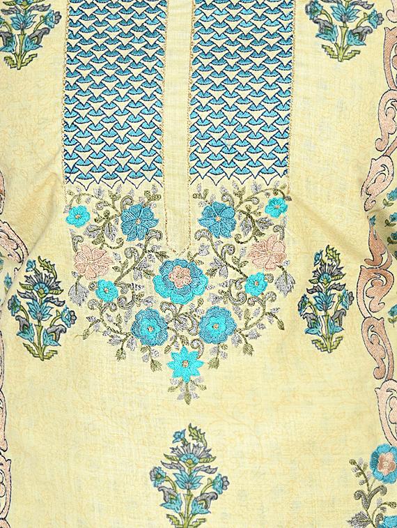 blue cotton blend unstitched suit - 18269395 - Standard Image - 3