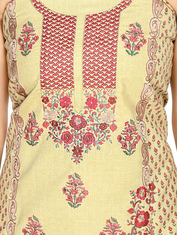 pink cotton blend unstitched suit - 18269397 - Standard Image - 3