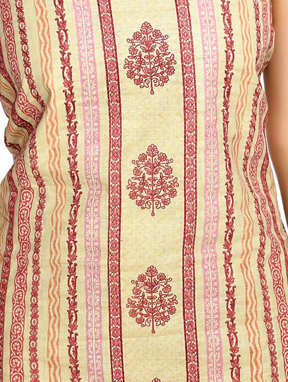 pink cotton blend unstitched suit - 18269401 -  Standard Image - 3
