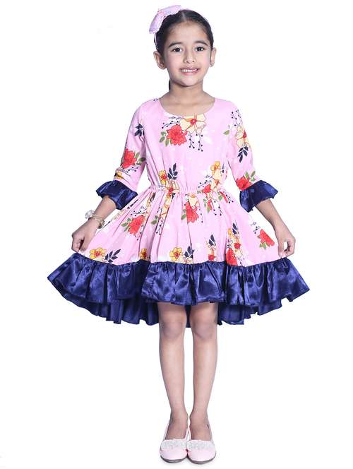 girls round neck bell sleeve frock - 18269569 - Standard Image - 0
