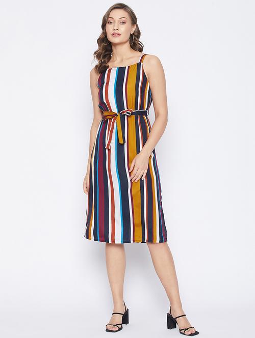 tie front striped a-line dress - 18270094 -  Standard Image - 0