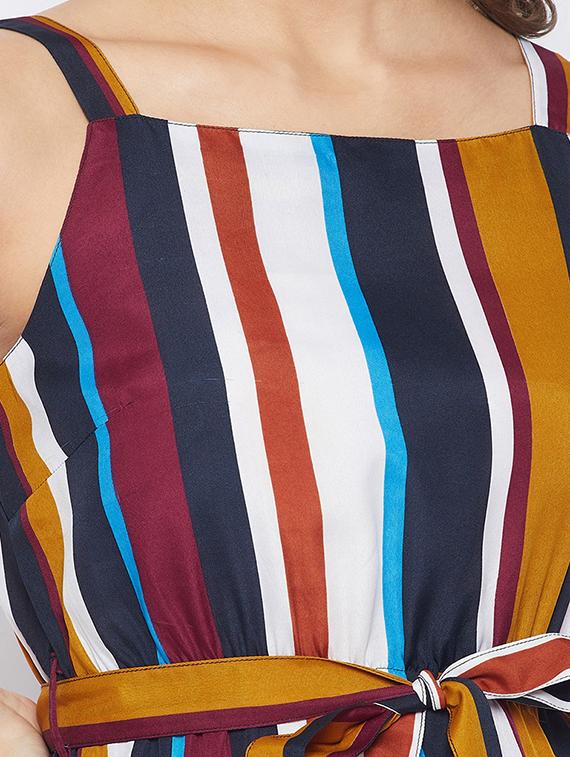 tie front striped a-line dress - 18270094 - Standard Image - 3