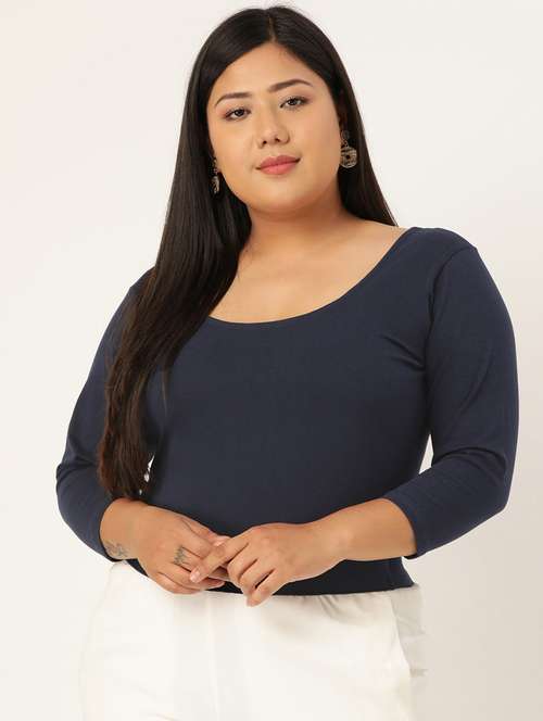women's crop round neck top - 18270538 - Standard Image - 0