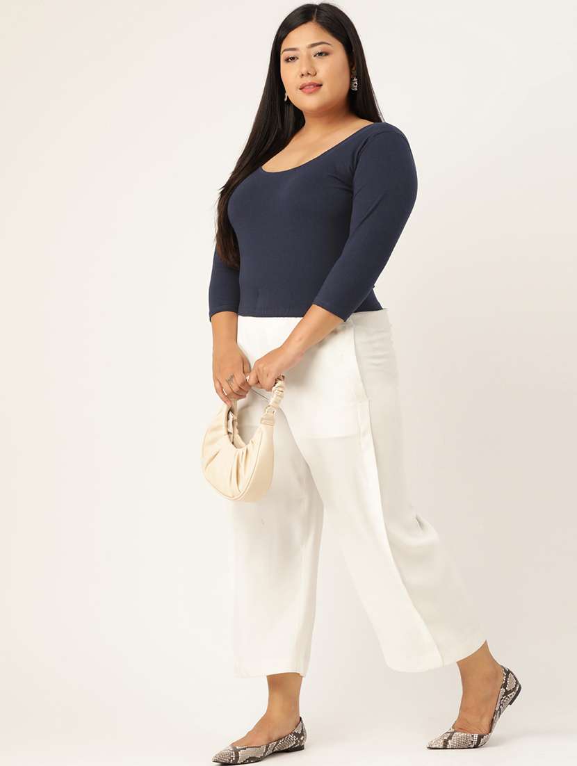 women's crop round neck top - 18270538 - Standard Image - 3