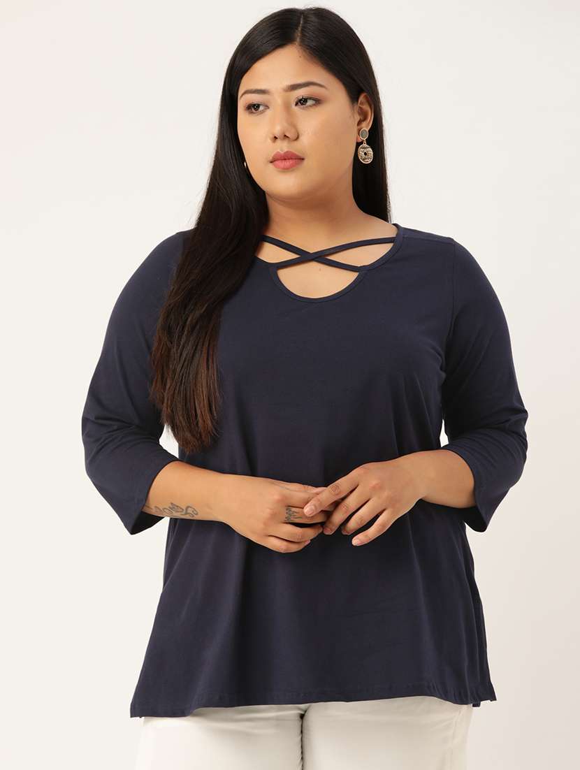 women's straight x neck top - 18270562 -  Zoom Image - 0