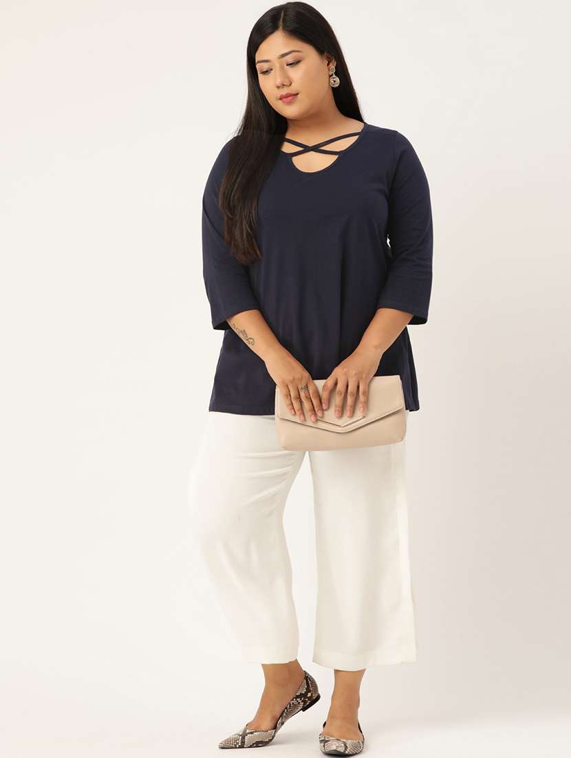women's straight x neck top - 18270562 - Standard Image - 3