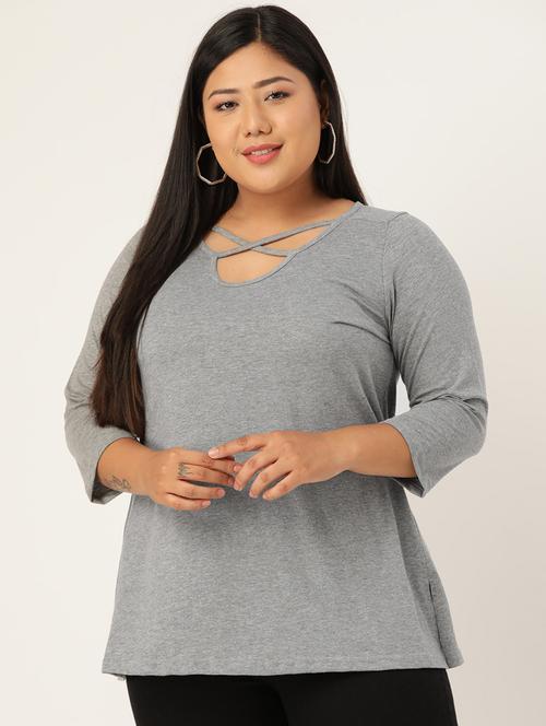 women's straight x neck top - 18270564 - Standard Image - 0