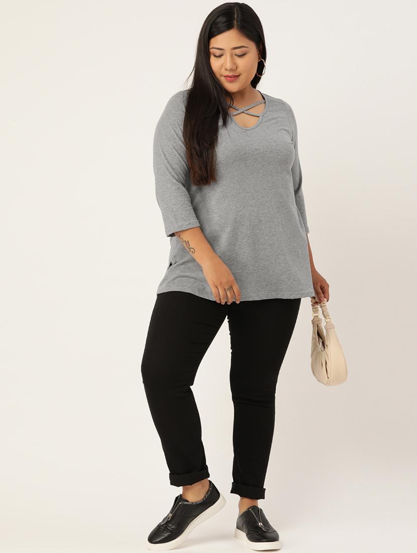 women's straight x neck top - 18270564 - Standard Image - 3