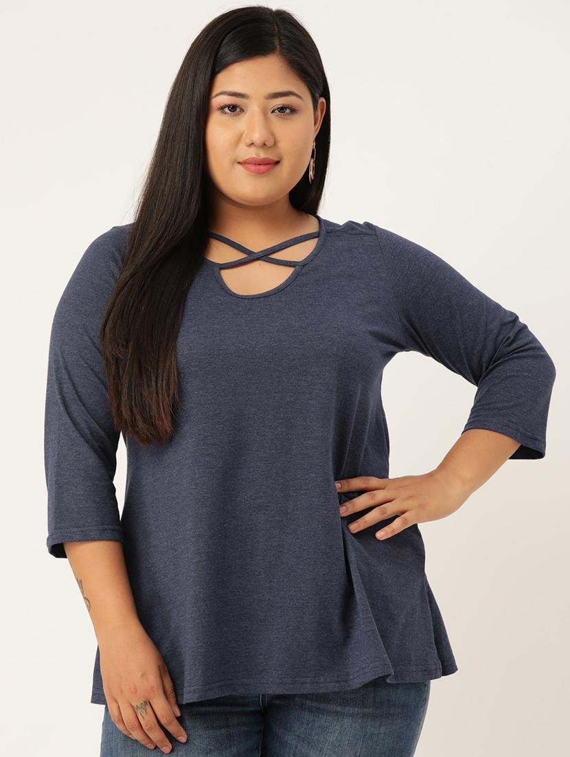 women's straight x neck top - 18270565 - Zoom Image - 0