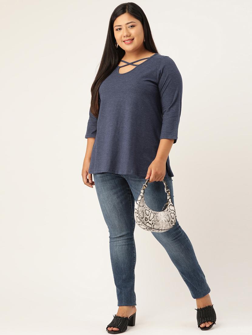 women's straight x neck top - 18270565 - Standard Image - 3