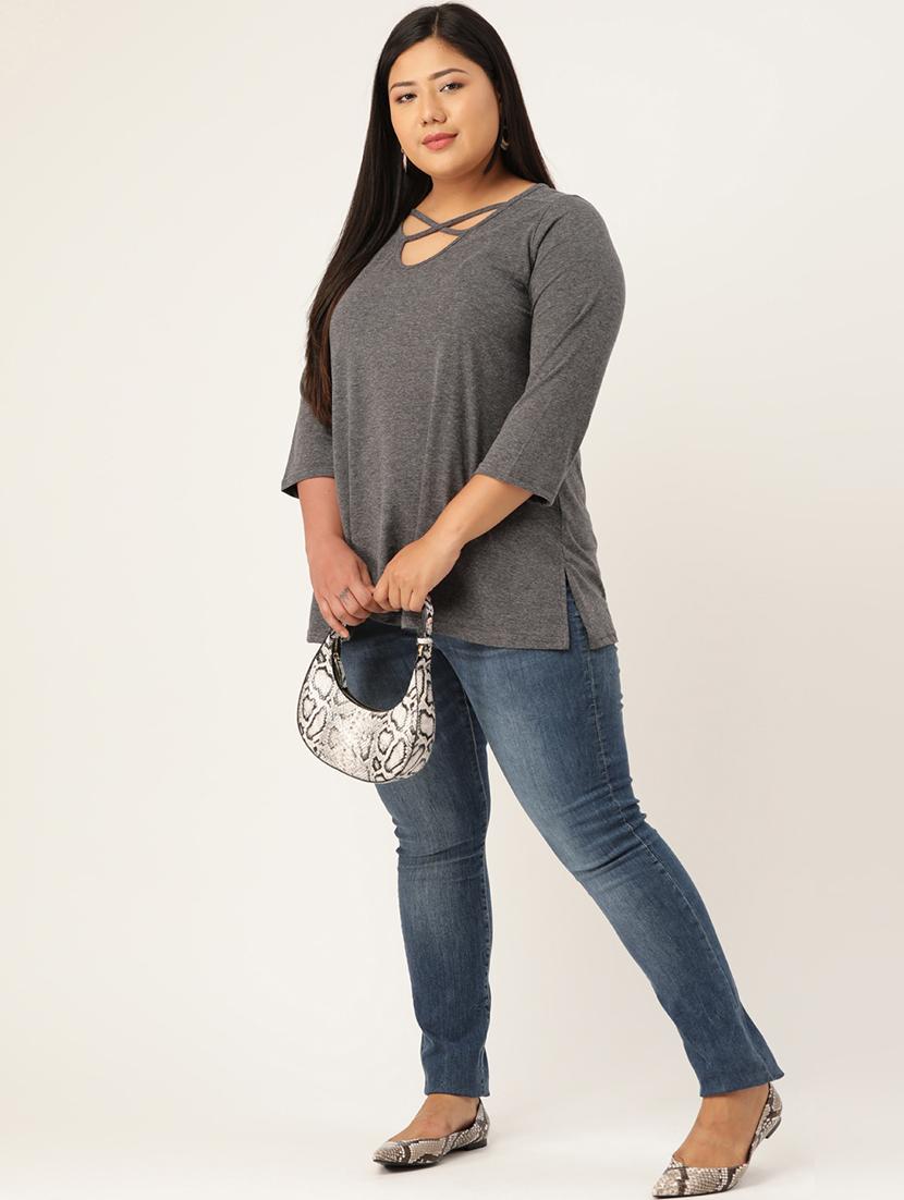 women's a line x neck top - 18270566 - Standard Image - 3