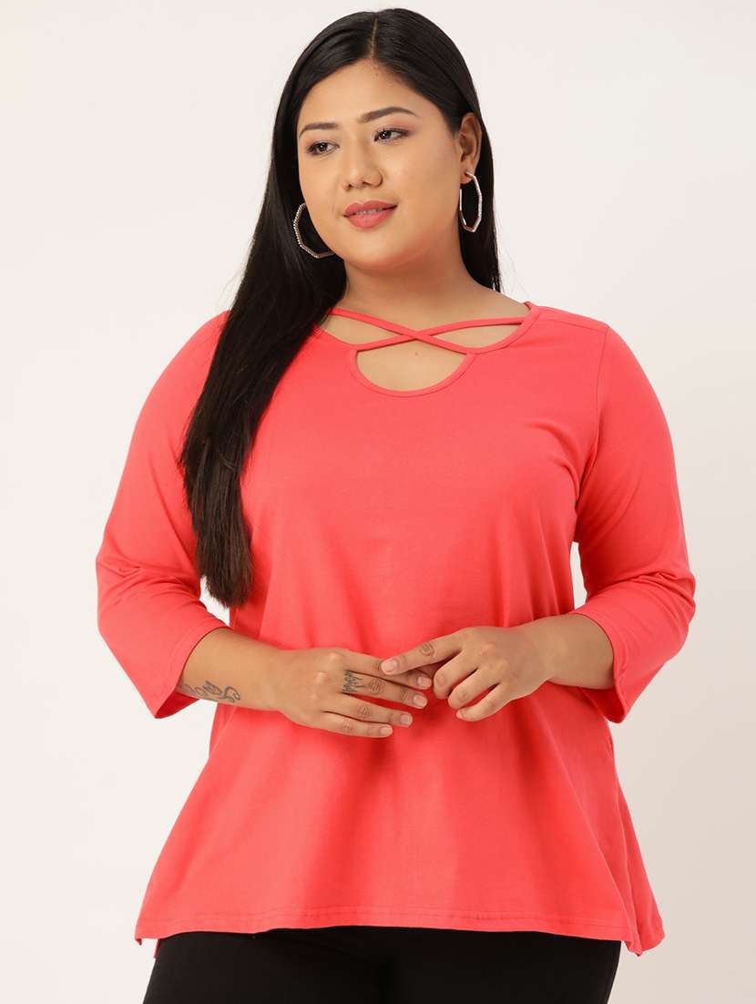 women's straight x neck top - 18270567 - Zoom Image - 0