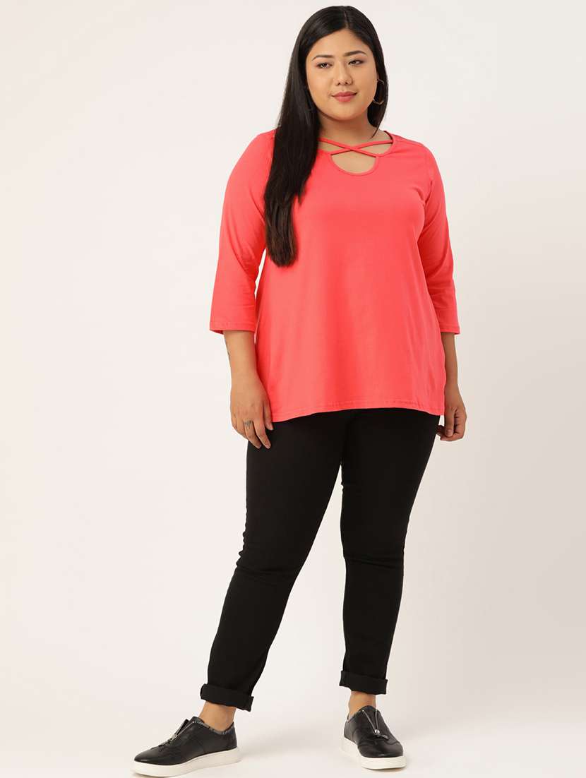 women's straight x neck top - 18270567 - Standard Image - 3