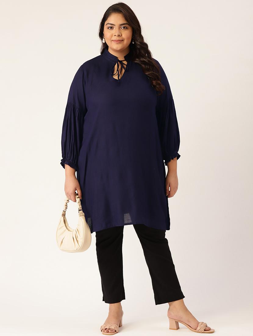 tie up neck polka dot plus tunic - 18270657 - Standard Image - 3