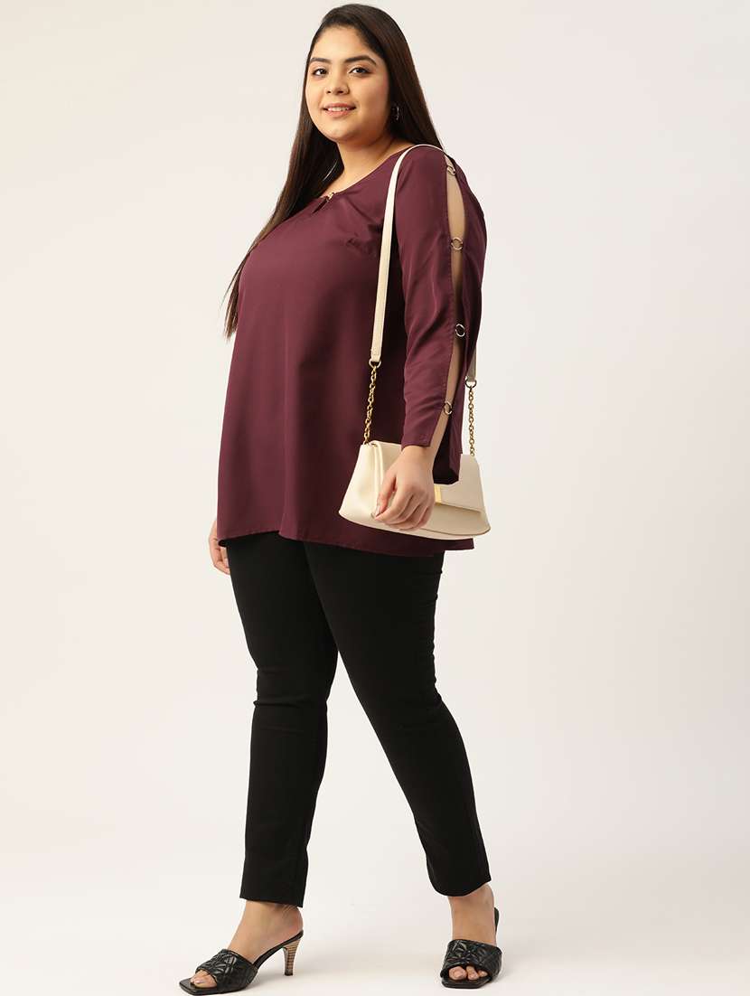 women's a line key hole neck top - 18271872 -  Standard Image - 3