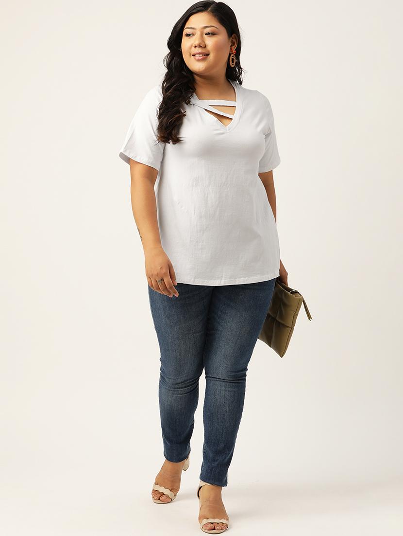 women's straight v neck top - 18271898 - Standard Image - 3