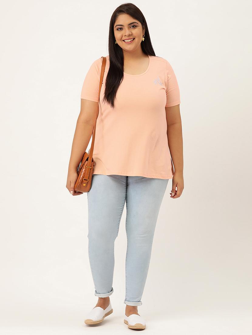 women's plain round neck t-shirt - 18272467 - Standard Image - 3