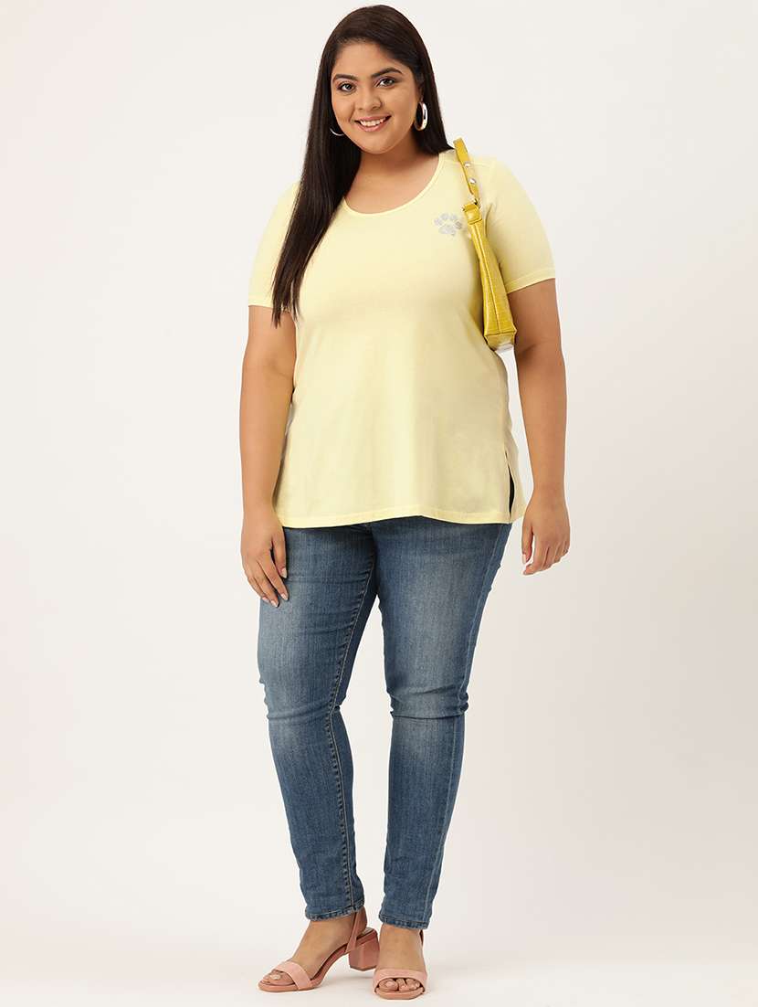 women's plain round neck t-shirt - 18272471 -  Standard Image - 3