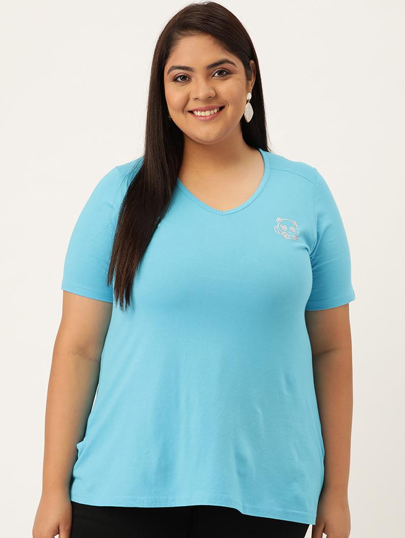 women's plain v neck t-shirt - 18272579 - Zoom Image - 0