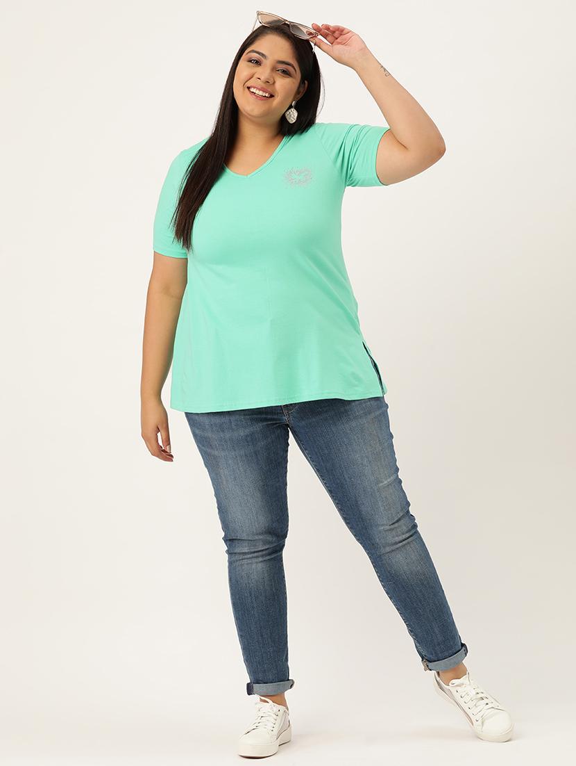 women's plain v neck t-shirt - 18272580 - Standard Image - 3