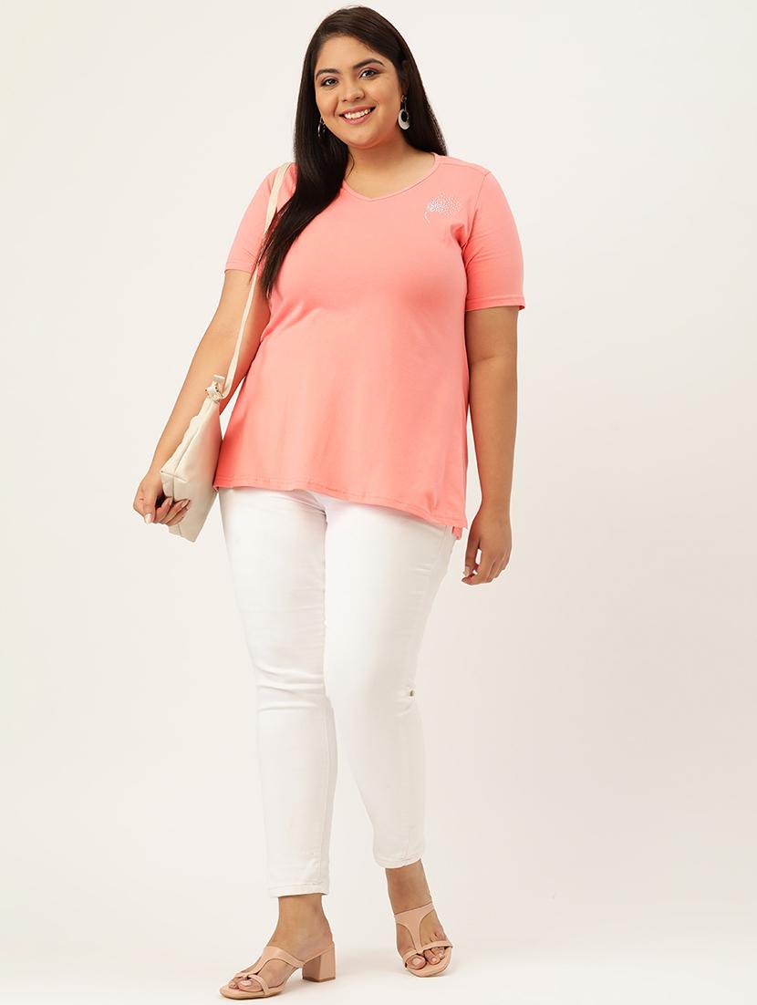 women's plain v neck t-shirt - 18272581 - Standard Image - 3