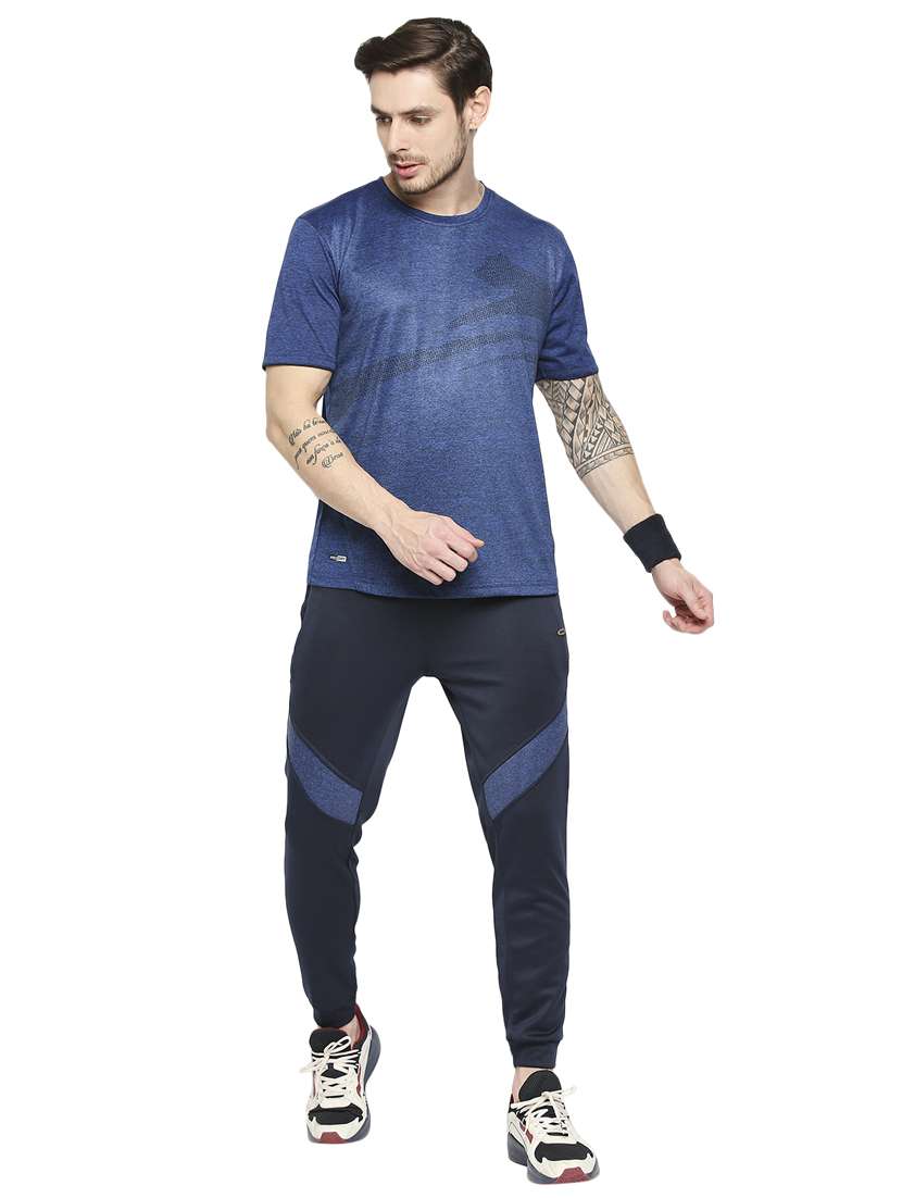 navy blue color-blocked joggers track pant - 18273545 -  Standard Image - 3