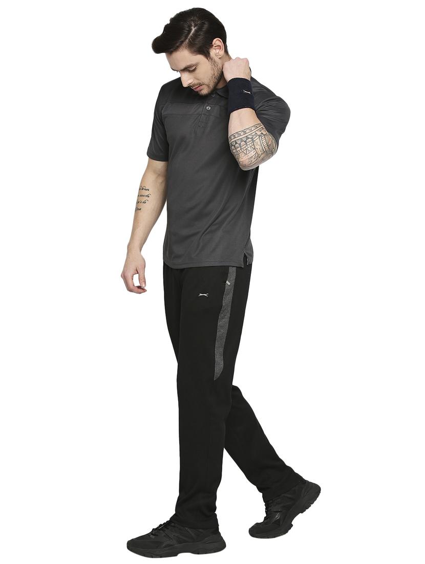 black solid track pant - 18273553 - Standard Image - 3