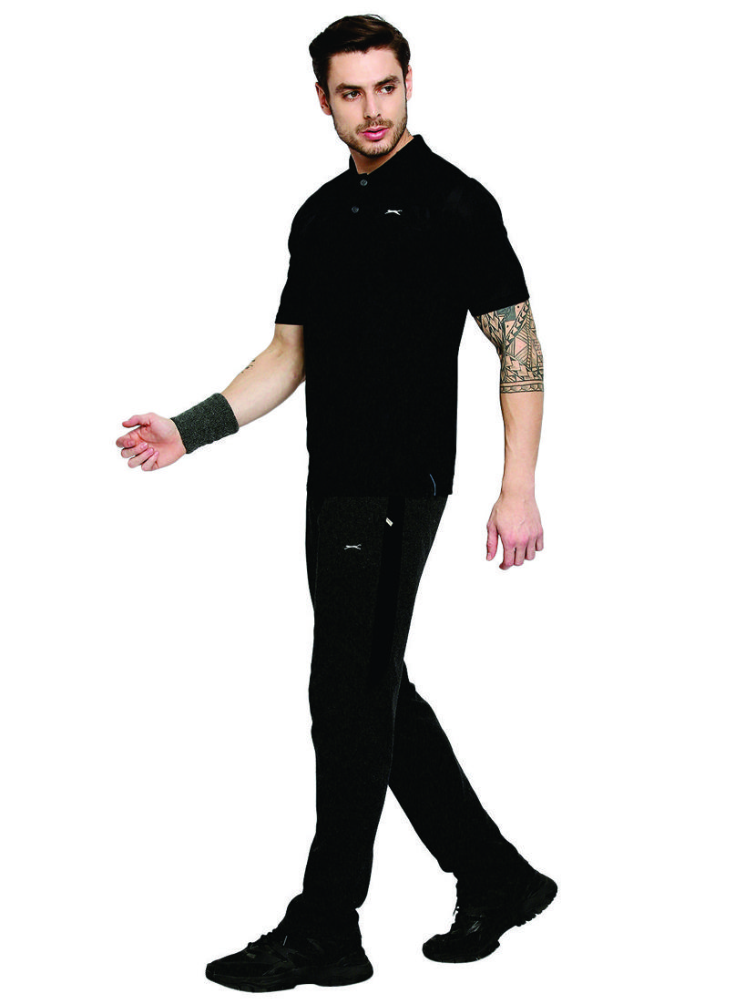 charcoal-grey melange full length track pant - 18273554 - Standard Image - 3
