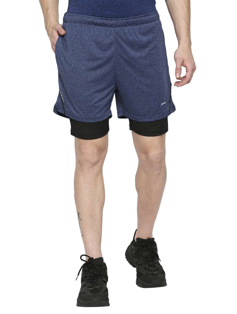 navy blue melange short - 18273645 -  Zoom Image - 0