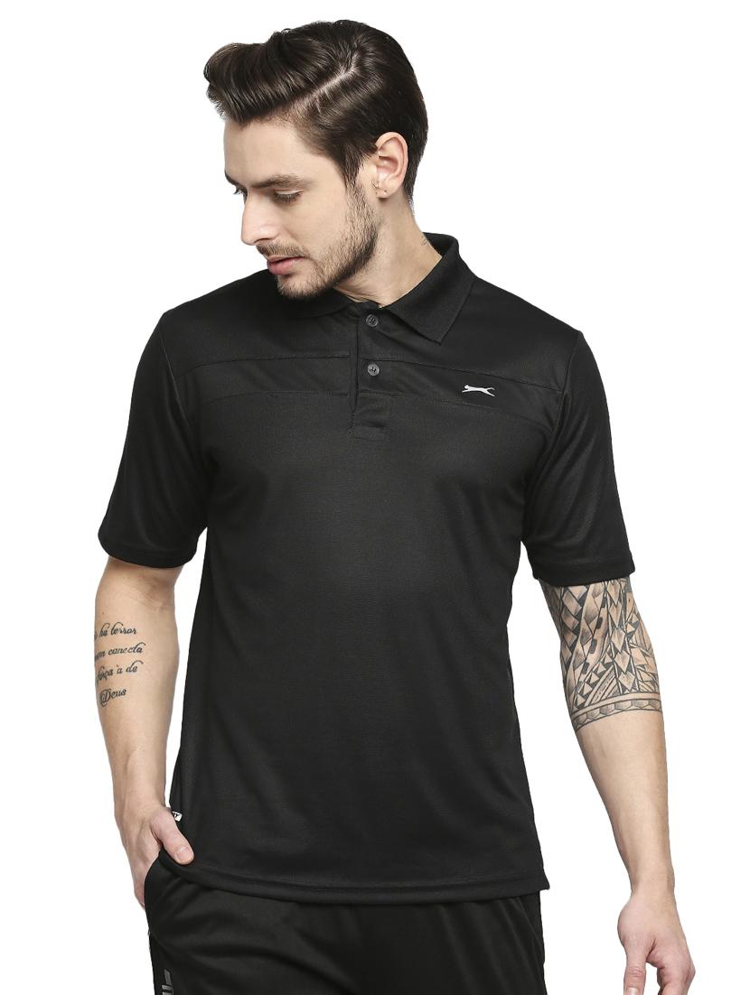 black solid polo t-shirt - 18273668 -  Zoom Image - 0