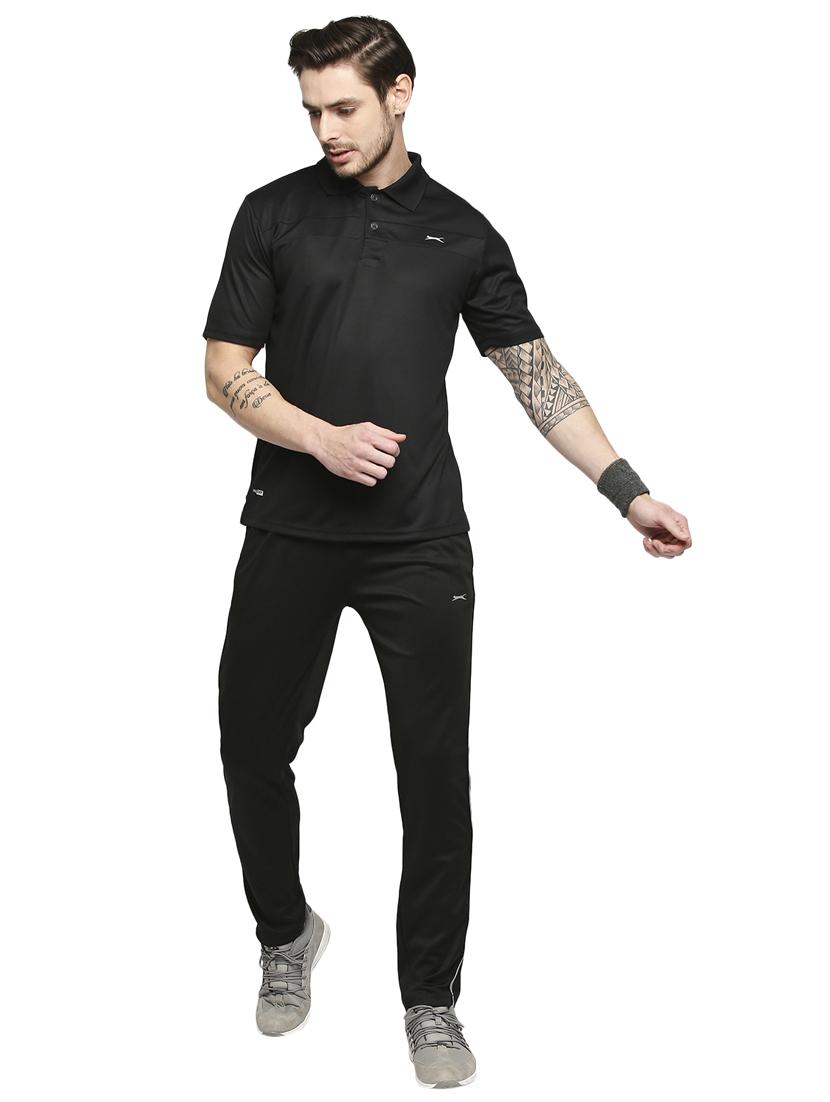 black solid polo t-shirt - 18273668 - Standard Image - 3