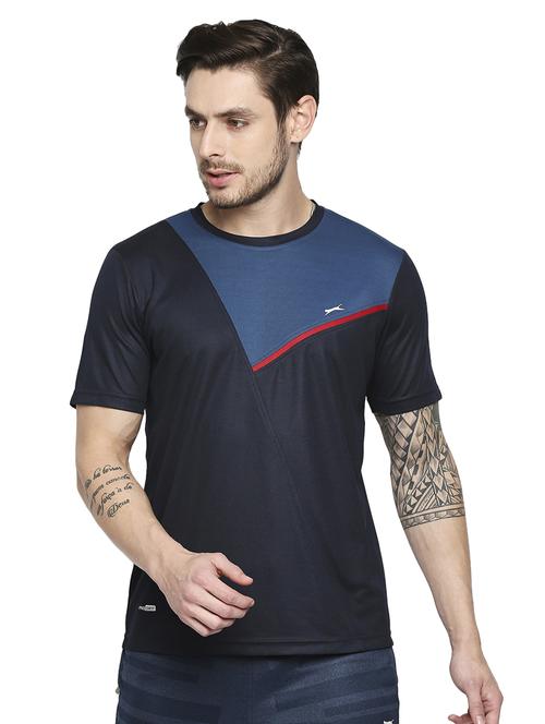 navy blue chest-printed t-shirt - 18273677 - Standard Image - 0