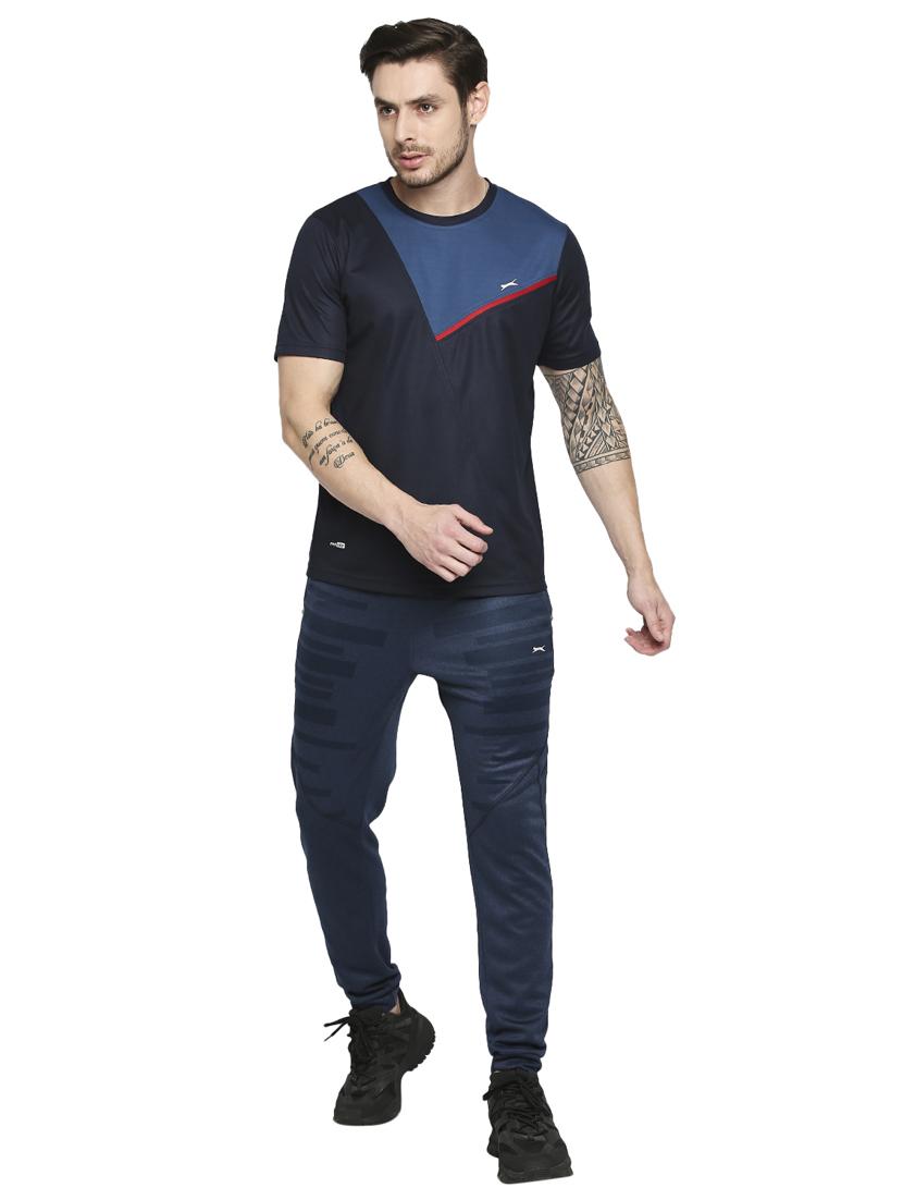 navy blue chest-printed t-shirt - 18273677 - Standard Image - 3