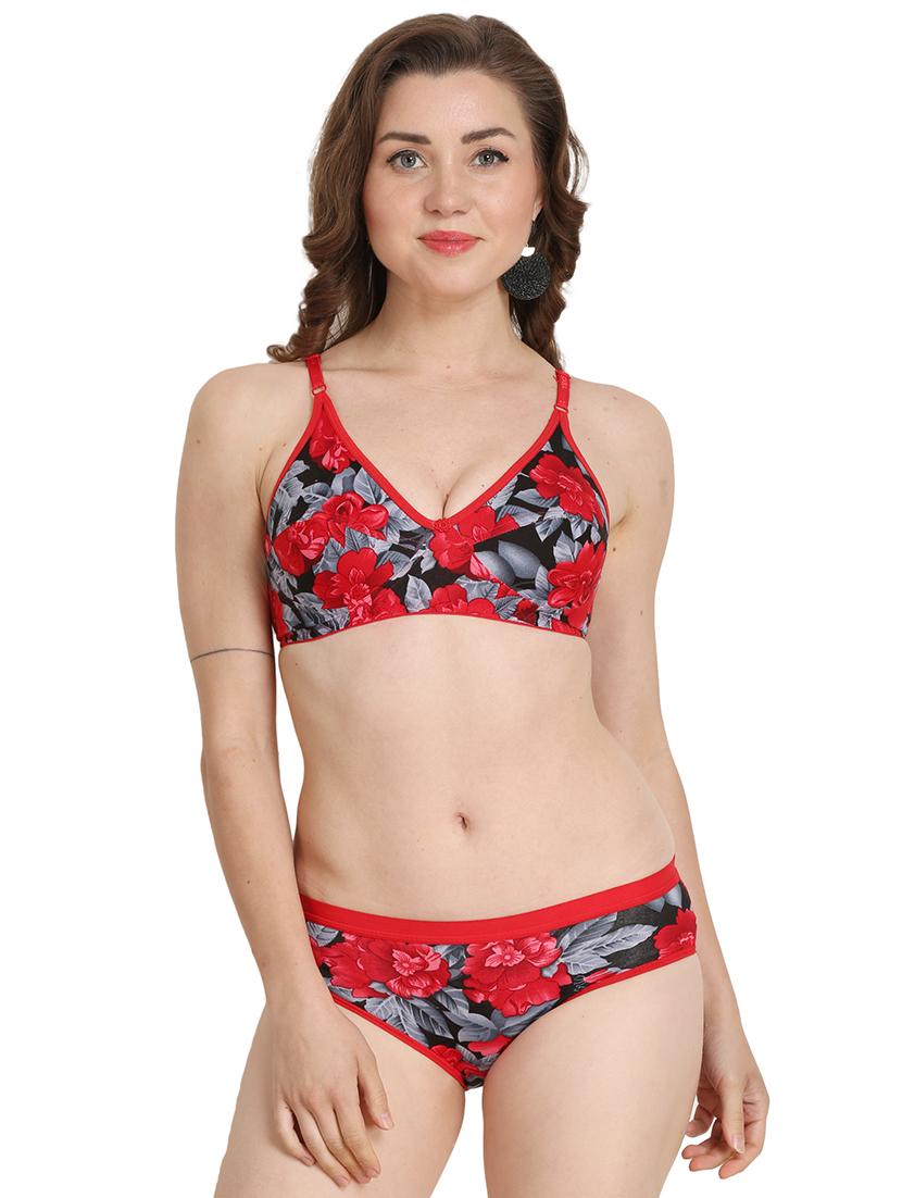 red printed bras and panty set - 18274237 - Zoom Image - 0